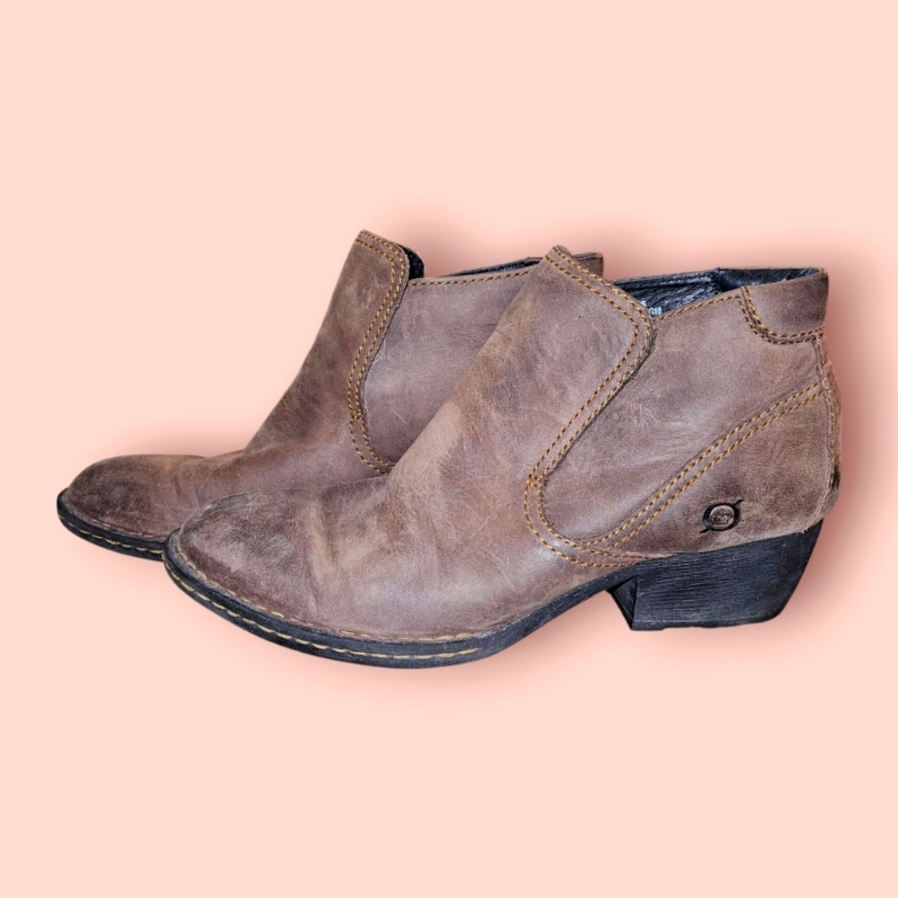 Born Rachelle Brown Leather Ankle Boots - Picture 3 of 7